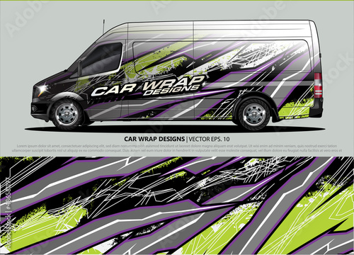 car wrap design. simple lines with abstract background vector