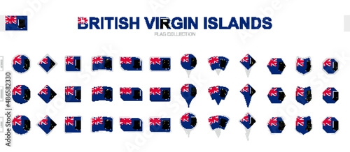 Large collection of British Virgin Islands flags of various shapes and effects.
