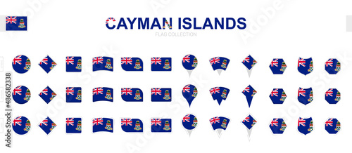 Large collection of Cayman Islands flags of various shapes and effects.