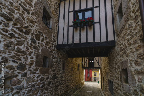 Streets and buildings of the tourist town of Llanes  in Asturias  Spain. 