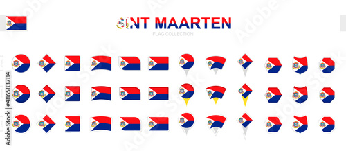 Large collection of Sint Maarten flags of various shapes and effects.