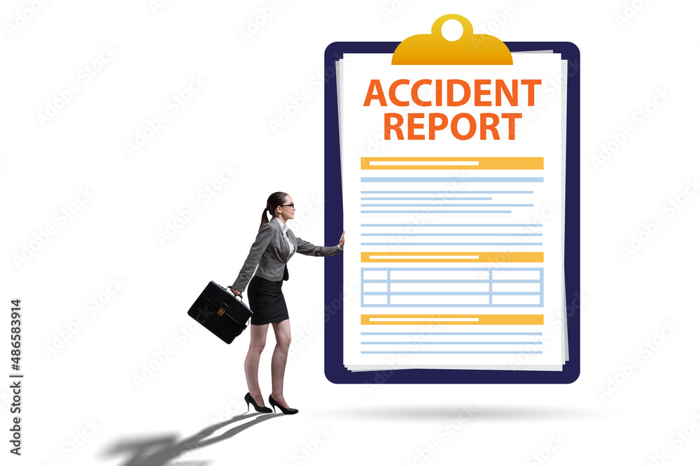 Filling in accident report in insurance concept Filling in accident report in insurance concept