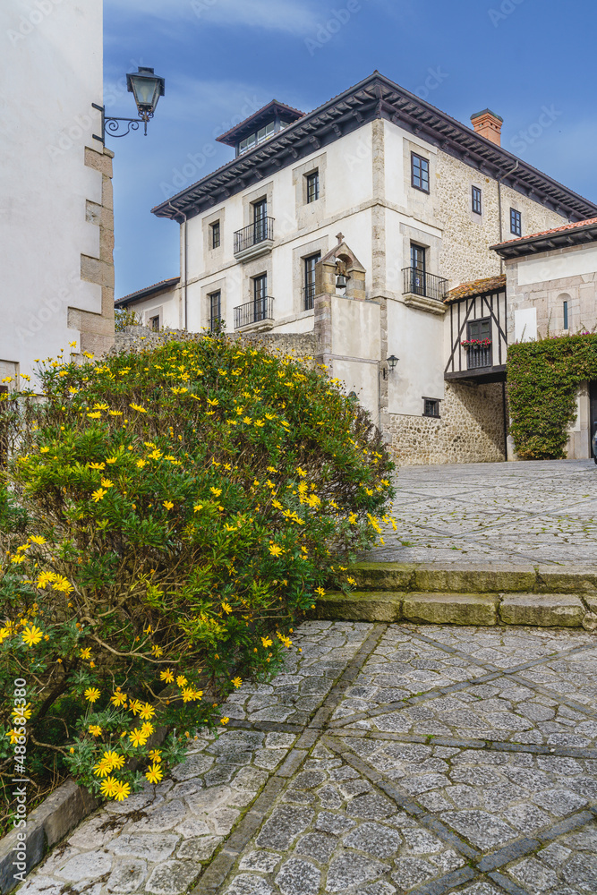 Streets and buildings of the tourist town of Llanes, in Asturias, Spain. 