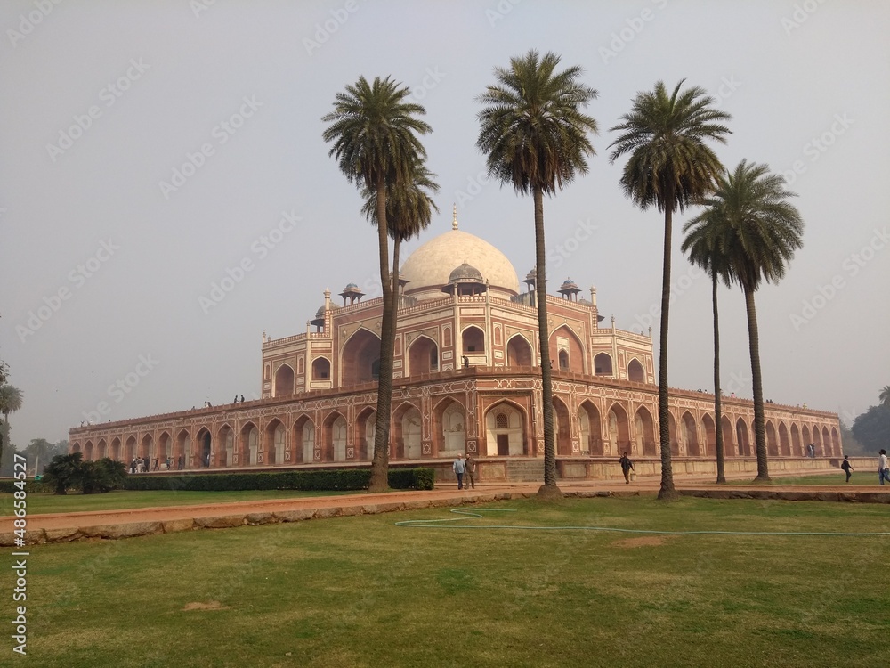 View of Humayun's tomb in Delhi built in red sandstone