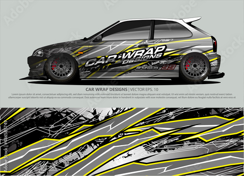 car wrap design. simple lines with abstract background vector