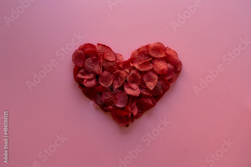 Valentine's day heart made with rose petals

