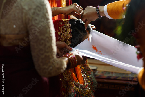 Buddhism Hinduism Wedding Ceremony Mothers Blessing photo