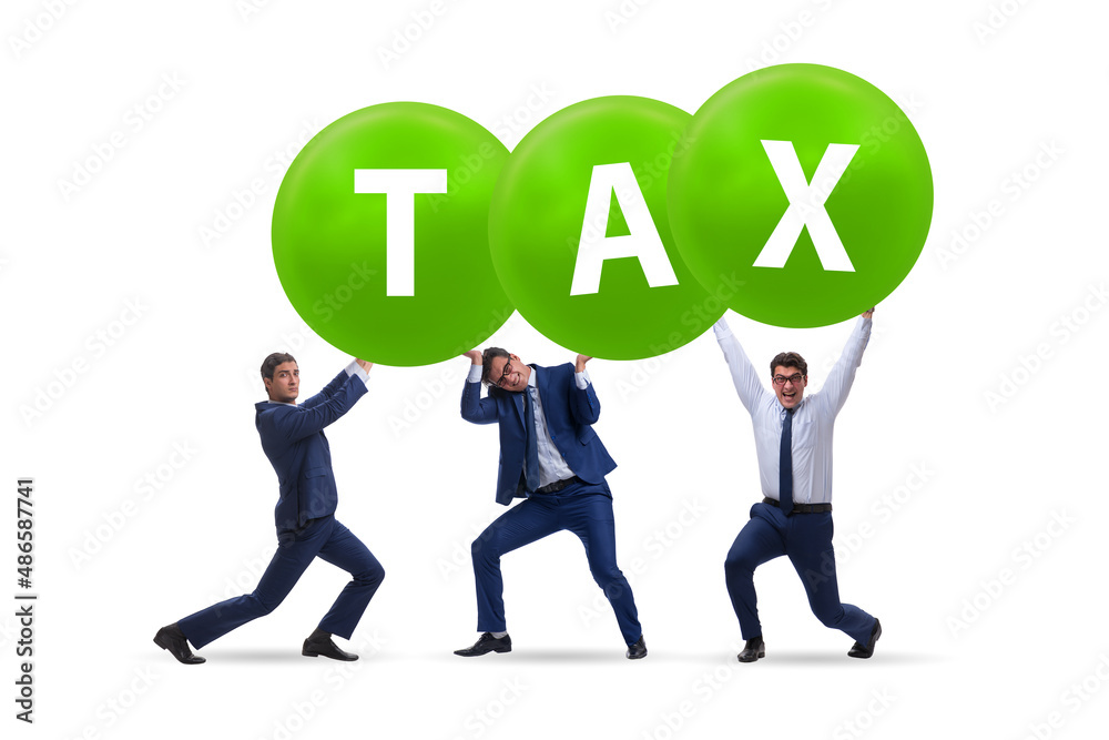 Tax burden concept with businessmen