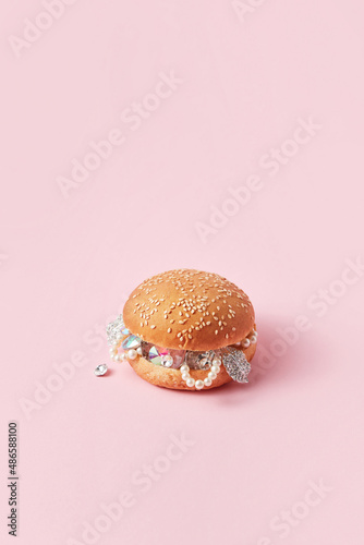 Burger with glamorous gemstones photo