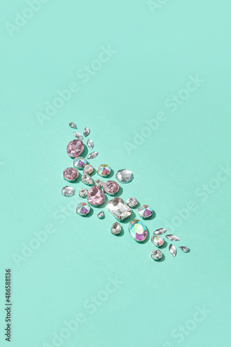 Shiny glamorous gemstones scattered