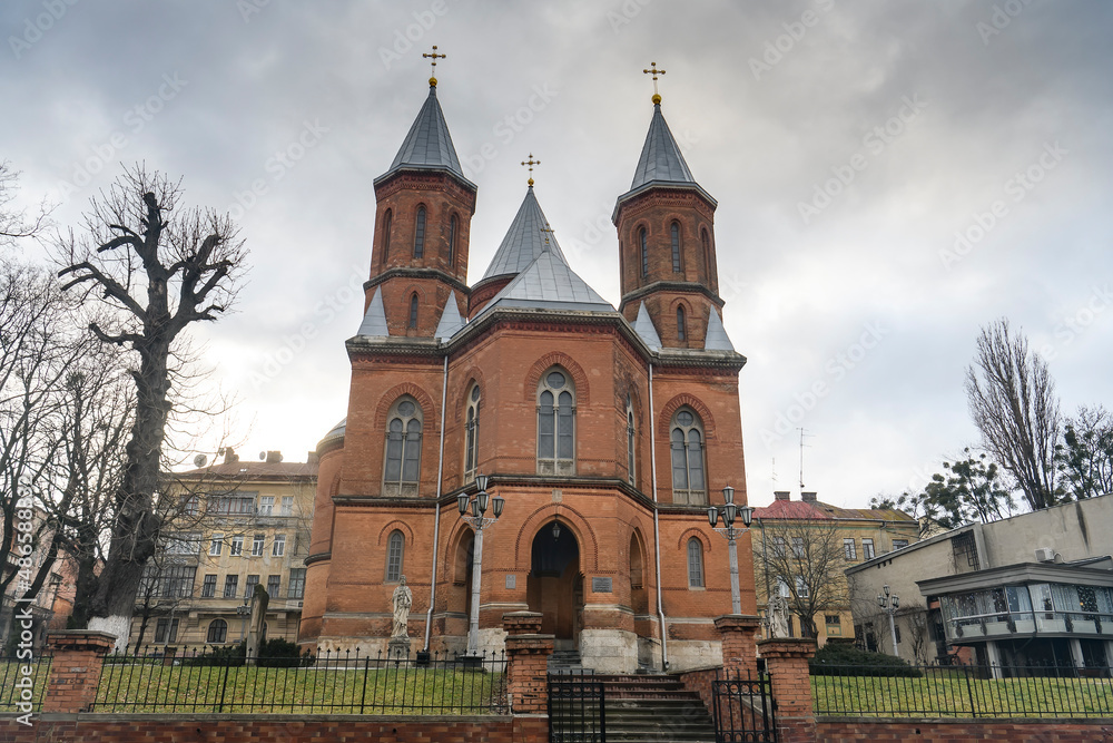 Historical Armenian Church of the Holy Apostles Peter and Paul in Chernivtsi, Ukraine. December 2021 Historical Armenian Church of the Holy Apostles Peter and Paul in Chernivtsi, Ukraine. December 2021