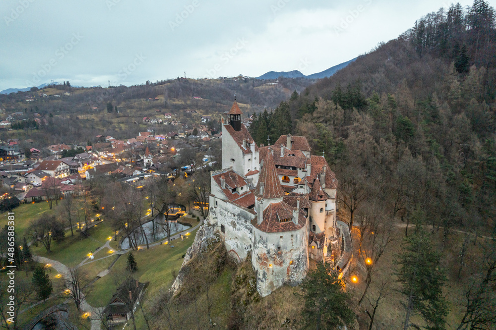 Bran Castle, medieval historic landmark in Transylvania, Romania. History of Dracula myth attraction full of mystical