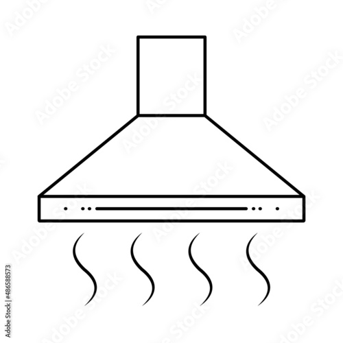 Kitchen hood cooking equipment ventilation system icon. Vector illustration isolated on white background.