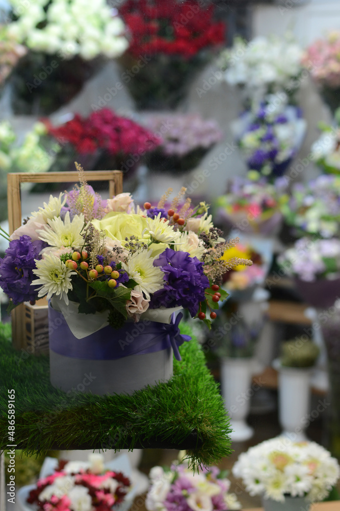 Shop with flowers. Many beautiful flowers.