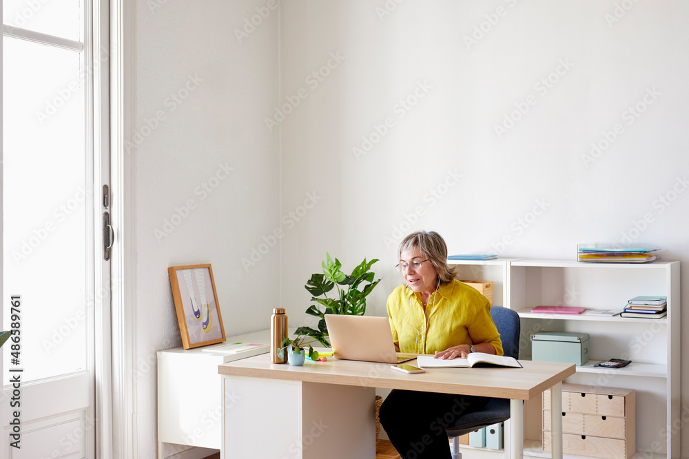 Businesswoman having video meeting Businesswoman having video meeting