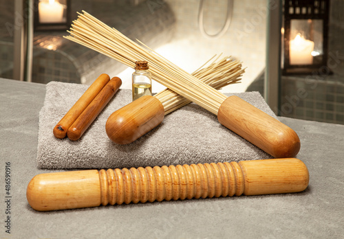 Thai massage stick wooden natutal therapy tool at spa and wellness studio tratments offer for wellness studio center 