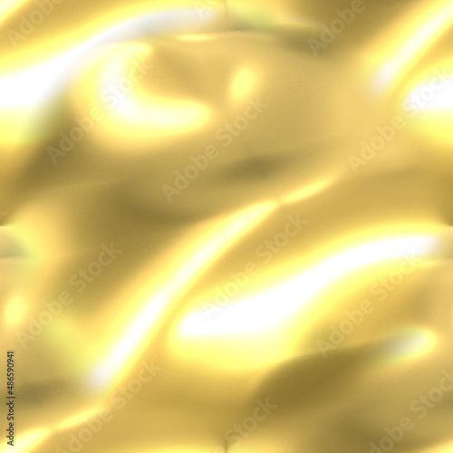 Yellow seamless background with liquid gold. 3D image with golden abstraction.
