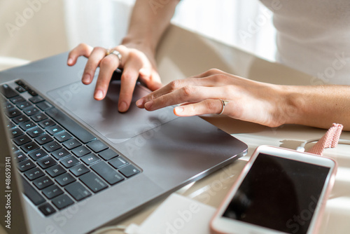 Laptop user hands photo