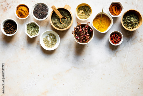 Dried spices and herbs food seasonings photo