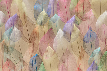 Seamless backdrop of veined colorful leaves