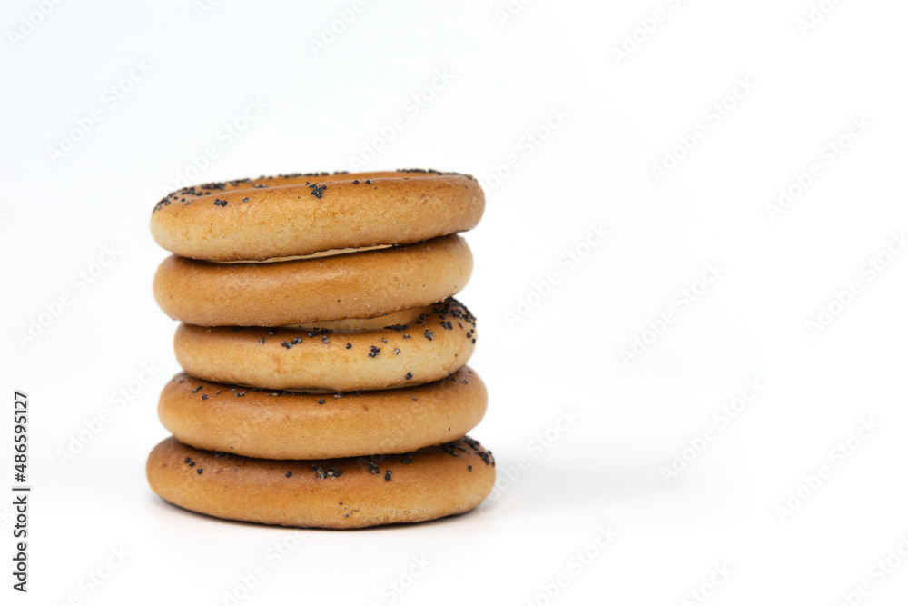 bagels with poppy isolated on white background bagels with poppy isolated on white background