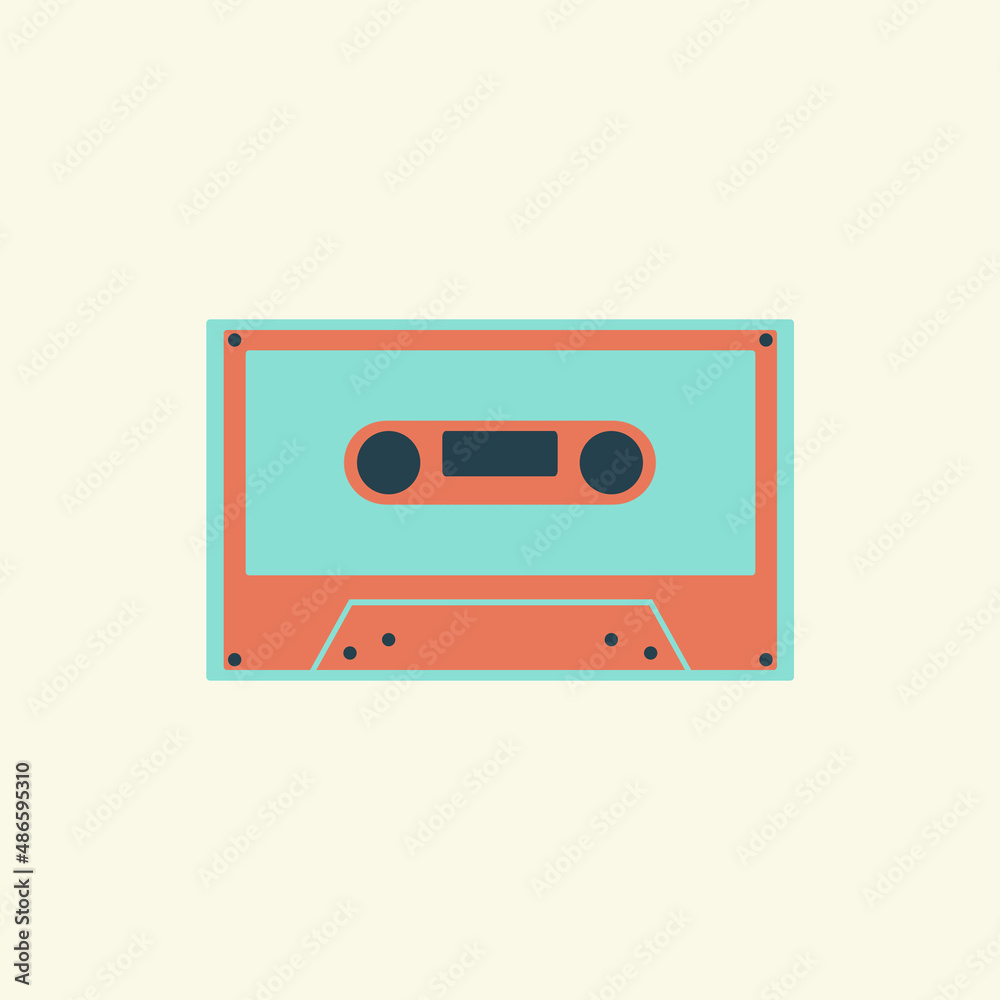 Illustration of the cassette from the 90s. 90s Nostalgia. 90s aesthetic. Technology from the 90s.