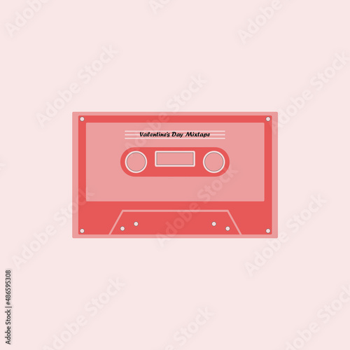 Illustration of the cassette from the 90s. 90s Nostalgia. 90s aesthetic. Technology from the 90s. Valentine's day background. Valentine's day card. Valentine's day pattern. 14th February. 
