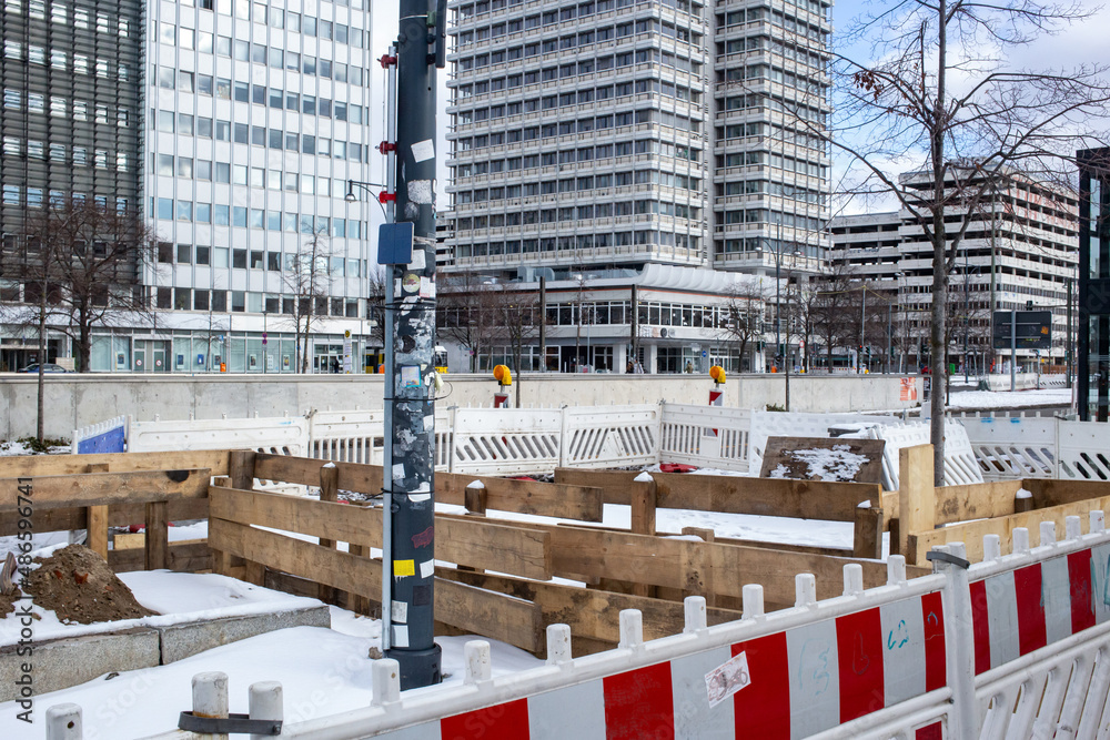 Urban landscape in winter: under construction Urban landscape in winter: under construction