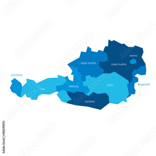 Austria - administrative map of states