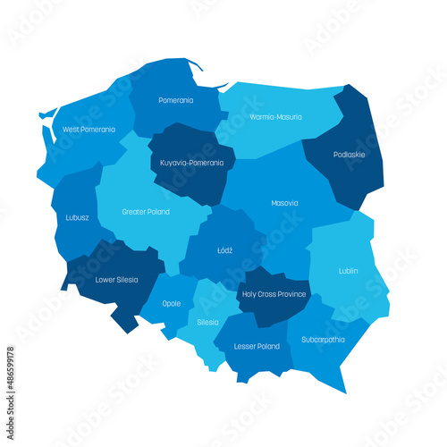 Poland - administrative map of voivodeships photo