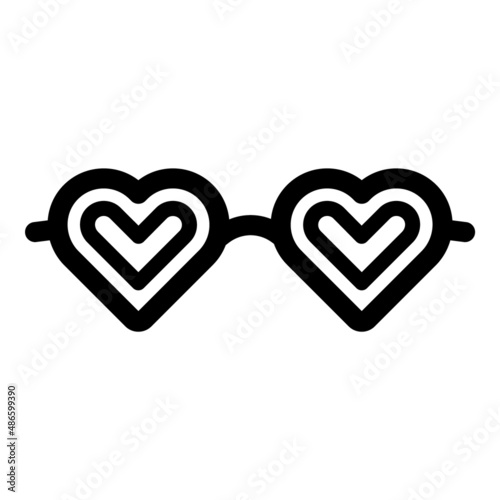 Heartshape Glasses Flat Icon Isolated On White Background