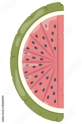 Watermelon Inflatable Mattress Icon for pool party, beach holiday and hotel vacation. Vector illustration