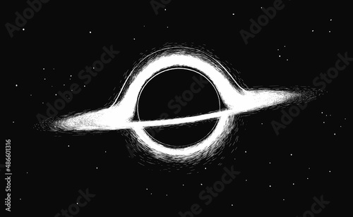 illustration of black hole in deep space