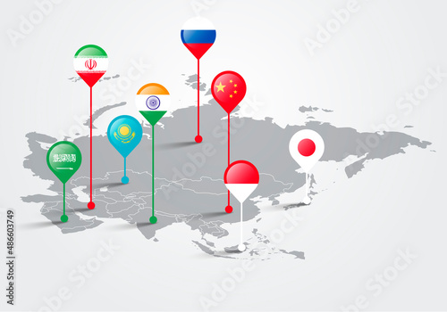Information Map Of Asia With Asian Country Flags 