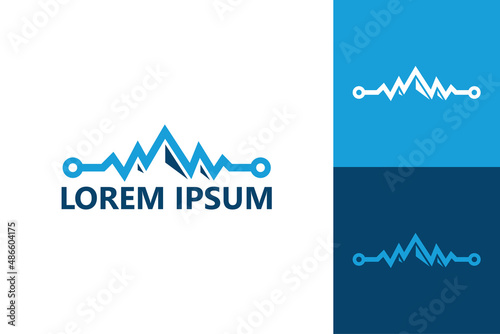 Pulse mountain logo template design vector