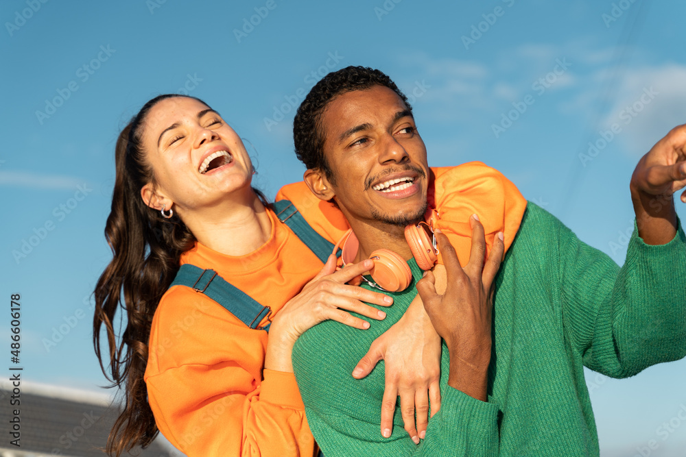 Portrait of Happy smiley friends having fun outdoors Portrait of Happy smiley friends having fun outdoors