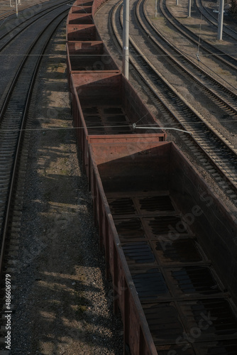 Part of a boxcar on a railroad