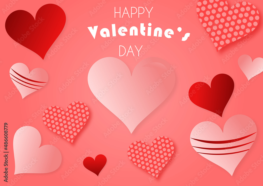 Valentine's day background with different heart colors