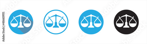 Scale icon. Scales of justice flat simple icon. Scale in balance and equilibrium icon, vector illustration.