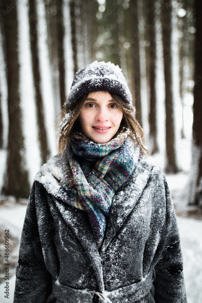 Portrait of beautiful woman in the winter Portrait of beautiful woman in the winter
