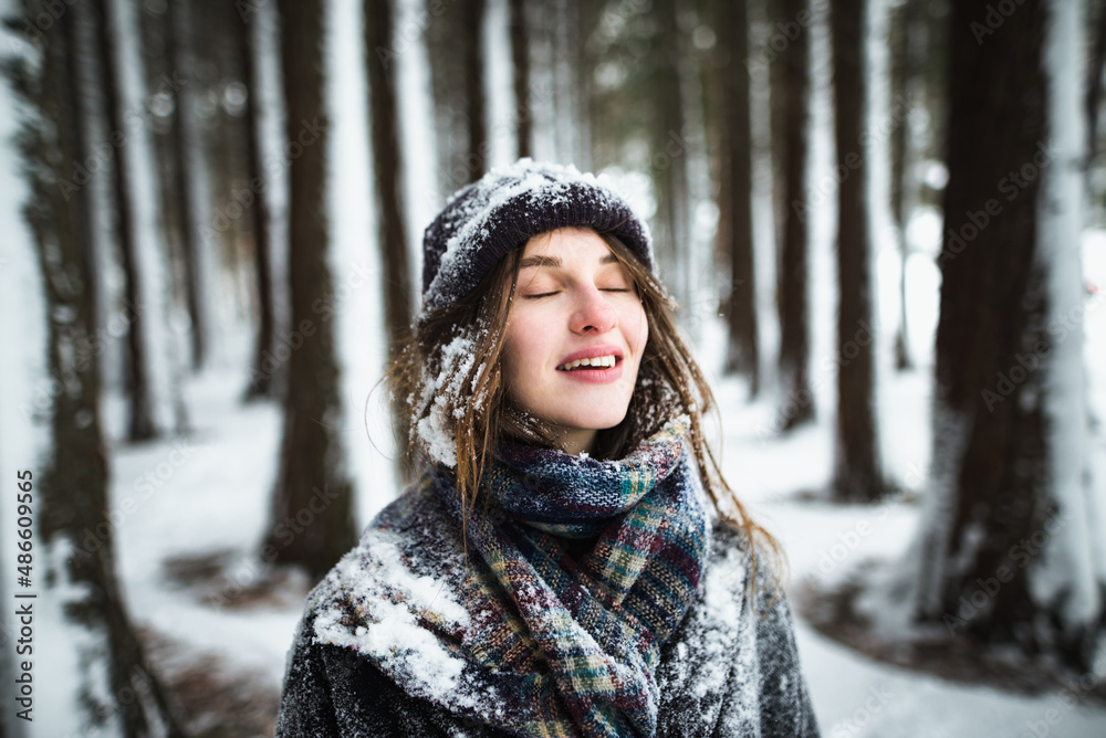 Portrait of cute woman in the winter Portrait of cute woman in the winter