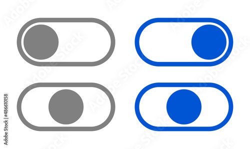 On Off Switch Button Slider Toggle Icon Set. Vector Image.