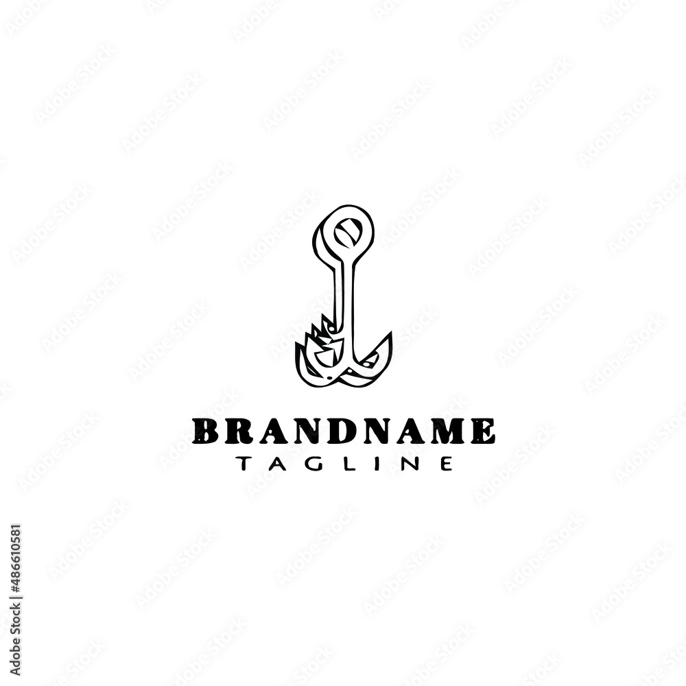 fishing hook logo cartoon design template icon black isolated vector illustration fishing hook logo cartoon design template icon black isolated vector illustration