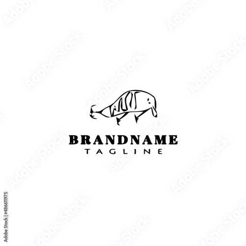 fishing lure logo cartoon design template icon black isolated vector