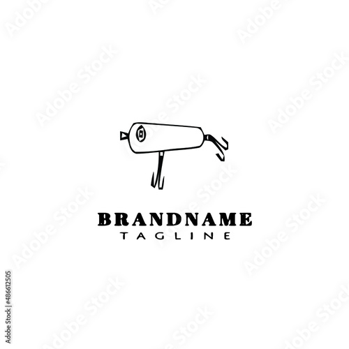 fishing lure logo cartoon design template icon black isolated vector
