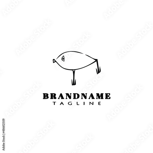 fishing lure logo cartoon design template icon black isolated vector