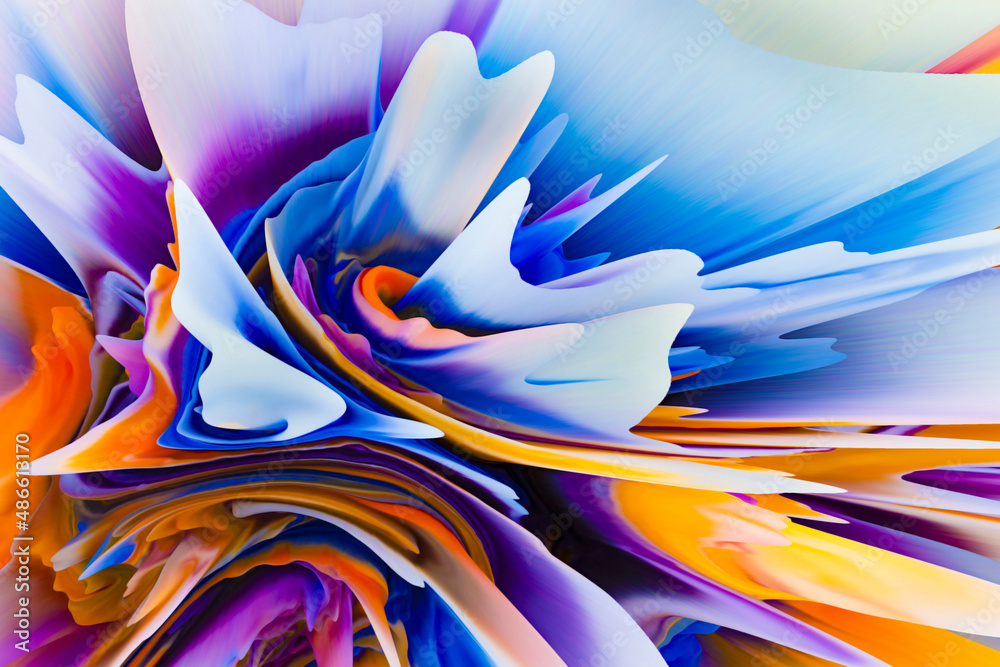 3D extruded abstract of flowing colors 3D extruded abstract of flowing colors