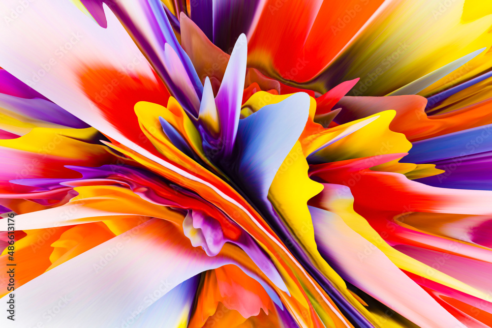 3D extruded abstract of flowing colors