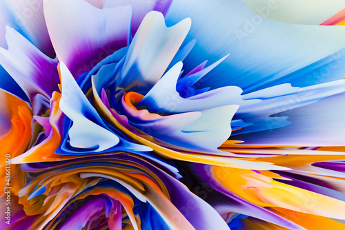 3D extruded abstract of flowing colors