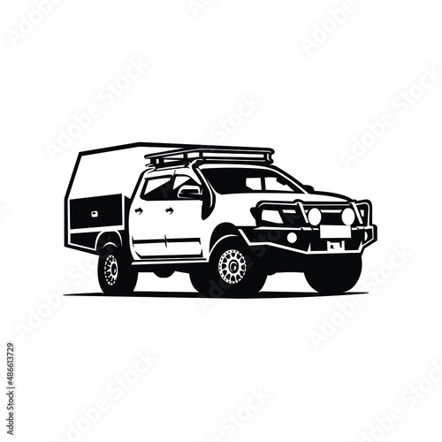 Camper truck overland silhouette vector isolated in white background